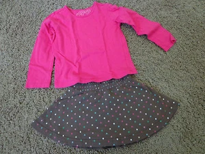 Mädchen gebraucht, in einwandfreiem Zustand Größe 4T braun gepunktet JUMPING BEANS Skort & rosa Langarmshirt - Bild 1 von 7