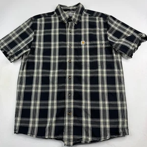 Carhartt Herren Medium Relax Fit schwarz kariert 100% Baumwolle Kurzarm Hemd - Bild 1 von 9