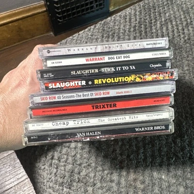 Lot 8 90s Rock Cds Skid Row, Warrant, Cheap Trick Slaughter, Trixter, Van Halen Foto 1 de 4