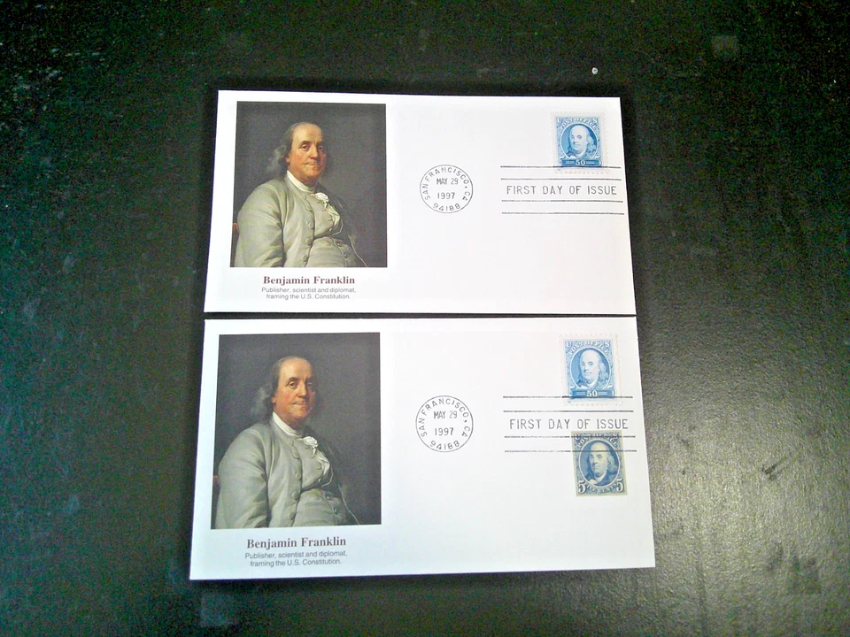 (2X) BENJAMIN FRANKLIN May 1997 San Francisco, CA FDIssue @ .50c & .5c (XFine - Image 1 of 1
