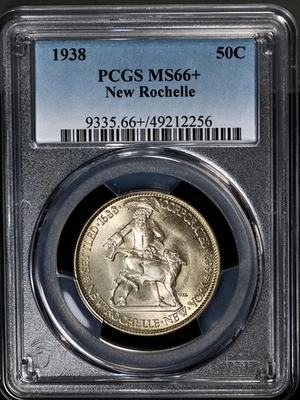 1938 New Rochelle Commemorative Half Dollar   PCGS MS-66+  RARE SUPERB GEM! - Image 1 of 4