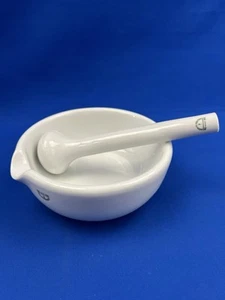 Mortero con pistilo liso Haldenwanger Berlin 55-6a y 56-6a laboratorio de porcelana - Imagen 1 de 5