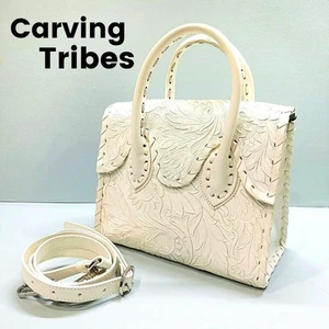 Grace Continental Carving Tribes White 2-Way Bag, Rolling Stitch, Handbag - Picture 1 of 10