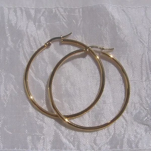 PAIRE DE CREOLES EN ACIER INOXYDABLE DORÉ 45MM BOUCLES OREILLES CERCLE *IX13 - Picture 1 of 5