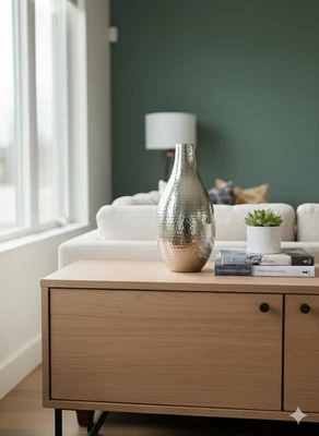 Vintage Hammered Aluminum Teardrop Gourd Vase 14" Mid Century Modern Decor 15x6 - Image 1 of 4