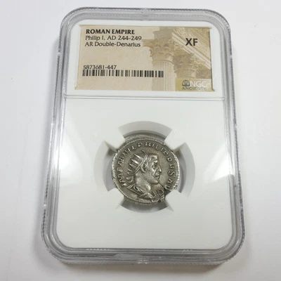 244-249 AD NGC XF ANCIENTS Roman Empire AR Double Denarius Coin #56903A - Image 1 of 3