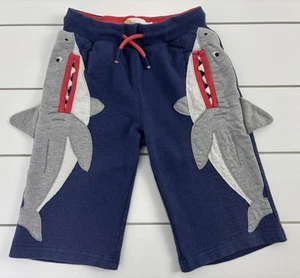 Boys MINI BODEN Sz 6y Cotton Shorts Sharks Pull On Waist Blue Gray Red - Picture 1 of 5