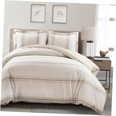  Edredón Farmhouse Stripe King Neutro Foto 1 de 4