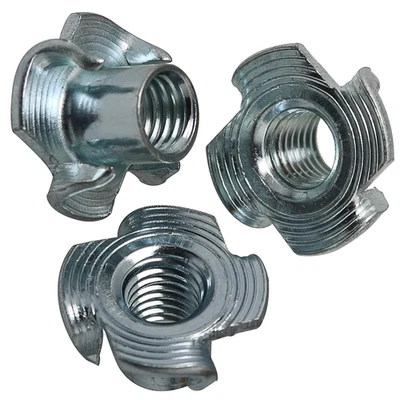 TIMCO T Nuts Four 4 Pronged Tee Nuts Zinc Plated Blind Nuts Captive M3 M4 M5 M6 M8 M10