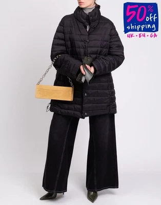 RRP€240 LUISA VIOLA Quilted Jacket Plus Size EU52 US16 UK20 L Black Full Zip - Image 1 of 4