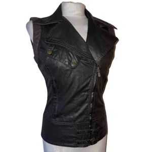 Belstaff Weste Jacke Damen Größe 38 UK 10 Schwarz Biker Moto Rocker Taille Schnalle - Bild 1 von 9