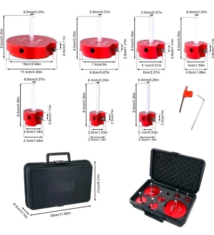 7PC PVC ABS Pipe Reamer Kit - 3/4", 1", 1-1/4", 1-1/2", 2", 3", and 4" Set - Image 1 of 4