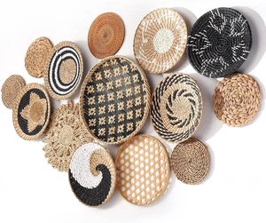 14 Stück Boho Wandkorb Deko, Deko hängend geflochten Korb Wanddeko rustikal - Bild 1 von 9