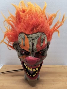 Adult Scary Halloween Clown Mask Latex Horror Orange Hair Flame Eyes - Picture 1 of 14