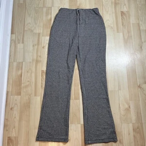 Pantalones Urban Outfitters para mujer pequeños negros blancos pata de gallo acampanados - Imagen 1 de 5