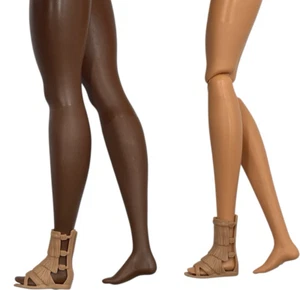 Barbie Doll Tan Gladiator Sandals Fringe Shoes Fits Curvy, Tall, Flat Feet & MTM - Picture 1 of 10