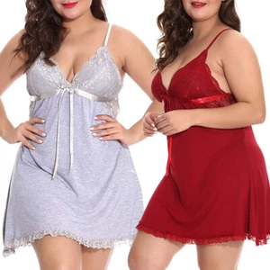 Plus Size Women's Sexy Full Slip Dress Nightgown Lace Sleepwear Spaghetti Strap - Picture 1 of 71