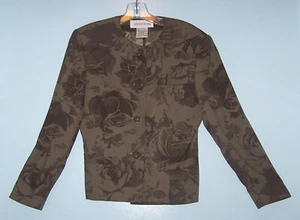 Chaqueta Blazer Jones New York Verde Floral Sin Cuello Mujer Talla 6 Forrada Botones - Imagen 1 de 11