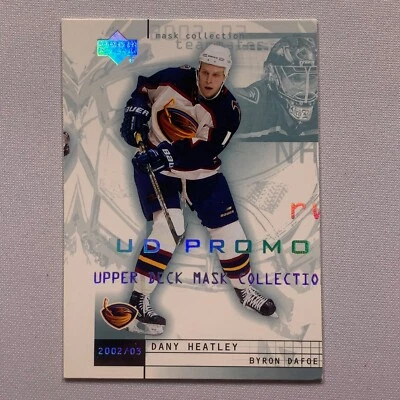 Dany Heatley Byron Dafoe 2002-03 Upper Deck Mask Collection Promo MISCUT - Image 1 of 2