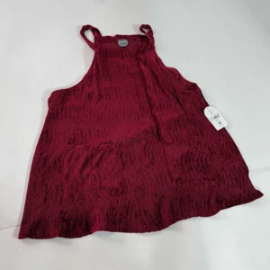 Vestido Arula Mini Jersey Mujer XL Rojo Borgoña Terciopelo Texturizado Nuevo Preppy Boho - Imagen 1 de 11