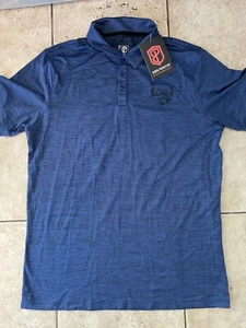 Born Primitive Shirt Mens M Navy Blue Polo Skull Print Golf Work Performance NWT - Picture 1 of 9