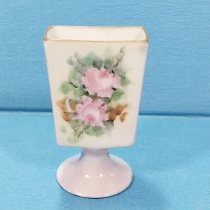 Vintage Handpainted Pink Roses Noritake Nippon Match or Toothpick Holder - Picture 1 of 6