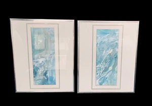 Pair of Abstract Watercolors by Marlien Wakeford Framed and Matted VGC - Picture 1 of 10