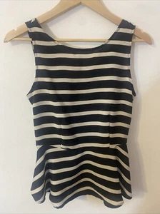Women’s Top Size M Ivory & Black Peplum Sleeveless Blouse - Picture 1 of 7