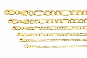 BRAND NEW 14k Yellow Gold 2mm-7.5mm Figaro Link Chain Necklace Sz 16"-30" Hollow - Picture 1 of 13