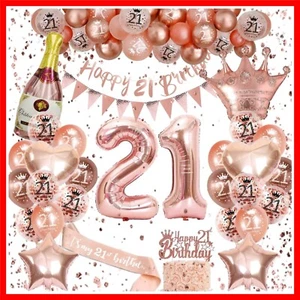 Luxury Rose Gold 21st Birthday Celebration Set with Foil Balloons & Sash - Picture 1 of 13