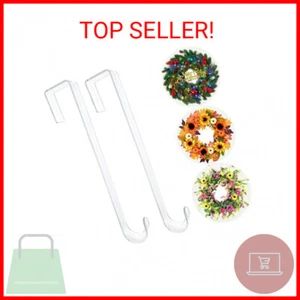 Wreath Hanger,12” Clear Wreath Hooks for Front Door,2 Pack Over the Door Easter - Picture 1 of 2