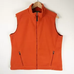 LL Bean Polartec Vest Womens Large Orange Fleece Full Zip Pockets Cozy - Picture 1 of 11
