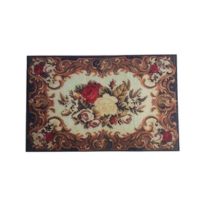 Alfombra decorativa floral miniatura casa de muñecas diseño rosa 7" X 4,25" fieltro victoriano - Imagen 1 de 4