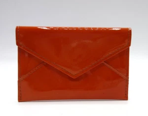 Envelope Card Case Holder Graphic Image Mini 3x4" Patent Leather Orange - Picture 1 of 9
