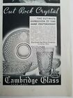 1938 Cambridge Cut Rock Crystal Glass Vintage Glassware Ad
