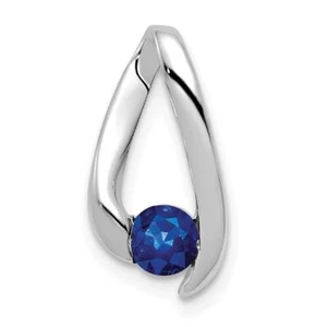 14k White Gold 4mm Sapphire Pendant 0.88g L-17mm W- 8mm Perfect Gift for Her - Picture 1 of 5