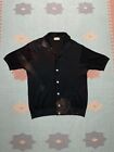 Vintage 1950s 60s banlon polo shirt nylon soft faded black rockabilly golf large