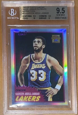 2001 KAREEM ABDUL-JABBAR TOPPS CHROME 1981 REFRACTOR #13 BGS 9.5 PRISTINE 10 sub - Image 1 of 4