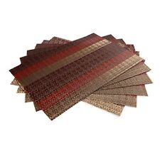 SiCoHome Placemats Set of 6 Soft Crossweave Woven Vinyl Placemat Multi Colored(red)