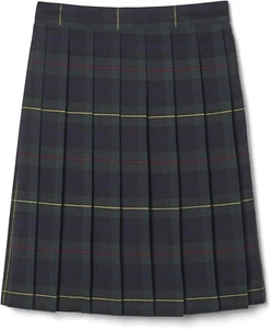 French Toast Girls' Plaid Pleated Skirt-Green Plaid-14 Plus - Picture 1 of 6