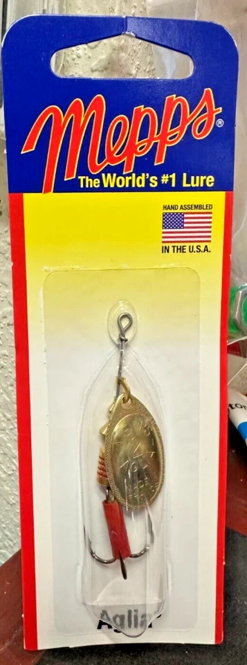 Señuelo giratorio francés Mepps The Worlds #1 montado a mano en los EE. UU. Aglia 1/6 oz Foto 1 de 1