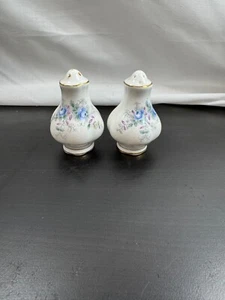 Royal Albert Blue Blossom Salt & Pepper Shakers Bone china HARD TO FIND - Picture 1 of 4