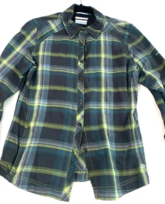 COLUMBIA * Largo Slv Cuadros Abotonado * Omni-Mecha * Solapas Ventiladas * Para Mujer Mediano * Foto 1 de 4