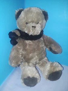 Brookstone NAP Brown Bear With Scarf 14" Plush Stuffed Animal Embroidered Nose - Picture 1 of 5
