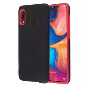 For Samsung A20 Protective TPU Hybrid Dual Layer Bumper Case Cover - Black/Red - Picture 1 of 8