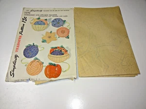 Rare Vintage Simplicity 7270 Embroidery & Applique Transfer Pot Holders & Cases - Picture 1 of 5