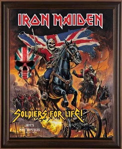 Arte de pared Iron Maiden de Jaye Metcalfe en un antiguo marco de pared de madera biselada dorada - Imagen 1 de 6