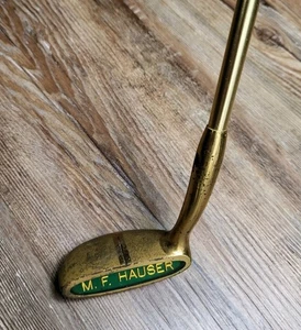 Alum Alloy by Axaline Mallet Golf Putter Gold Brass Black M.F. Hauser Vtg - Picture 1 of 20