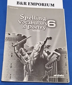 Abeka English 6th Grade: Spelling Vocabulary & Poetry 6 Teacher Test Key (2021) - Picture 1 of 5