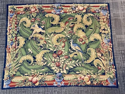 Tapiz vintage francés Point d’Halluin Verdure - Flandes tejido pájaros y flores Foto 1 de 4